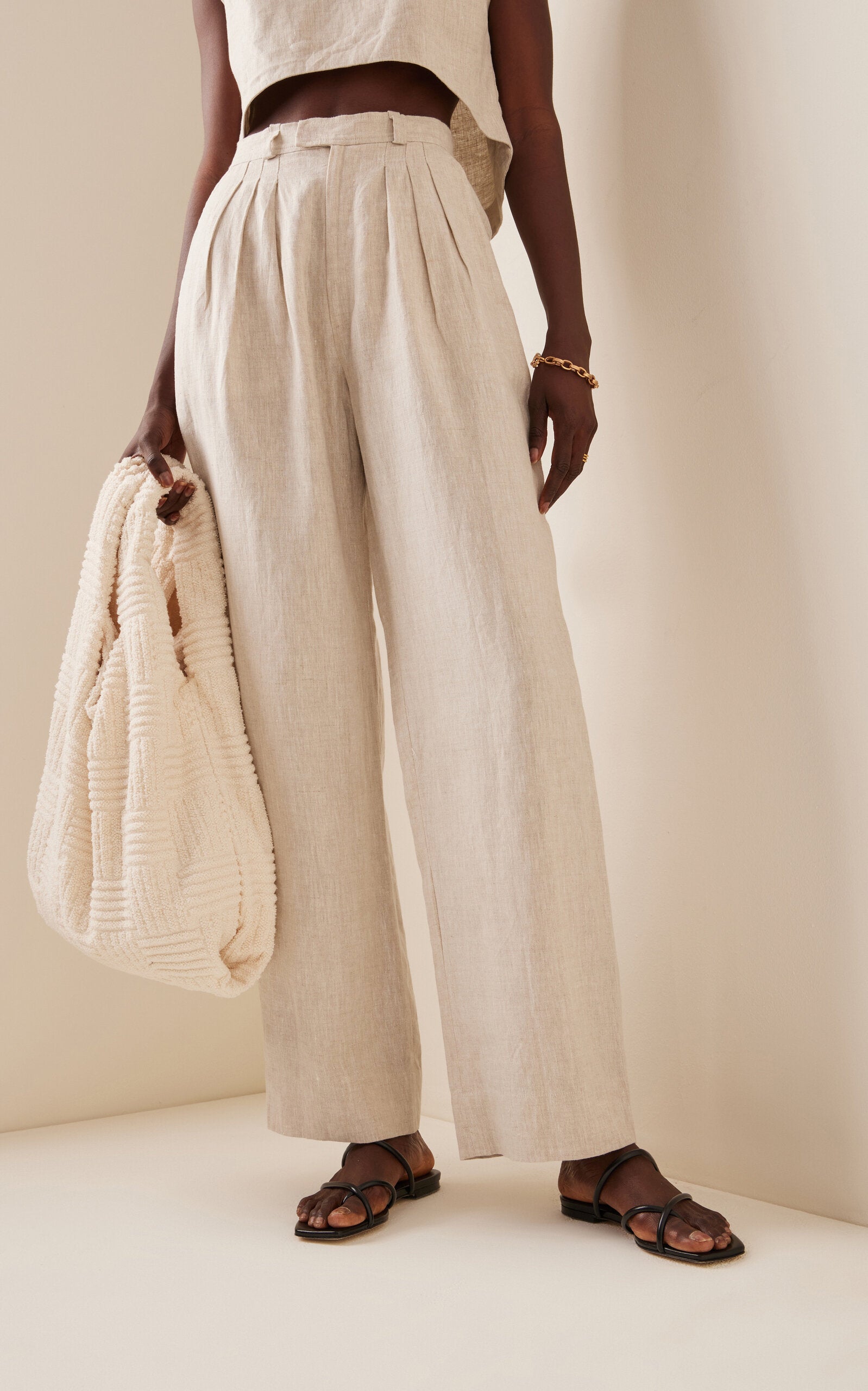 Pantalon large en lin plissé Louis exclusif à Posse