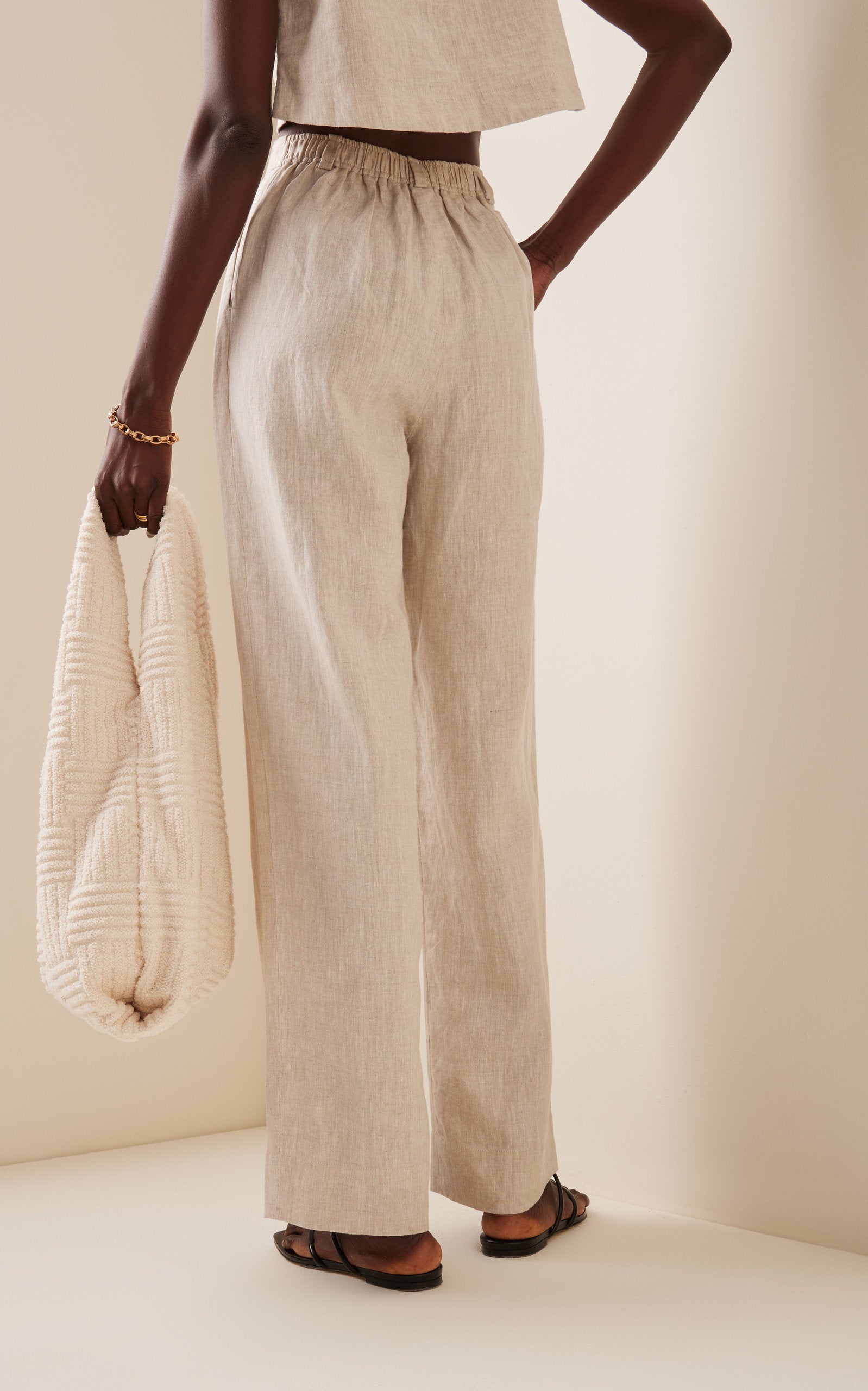 Pantalon large en lin plissé Louis exclusif à Posse