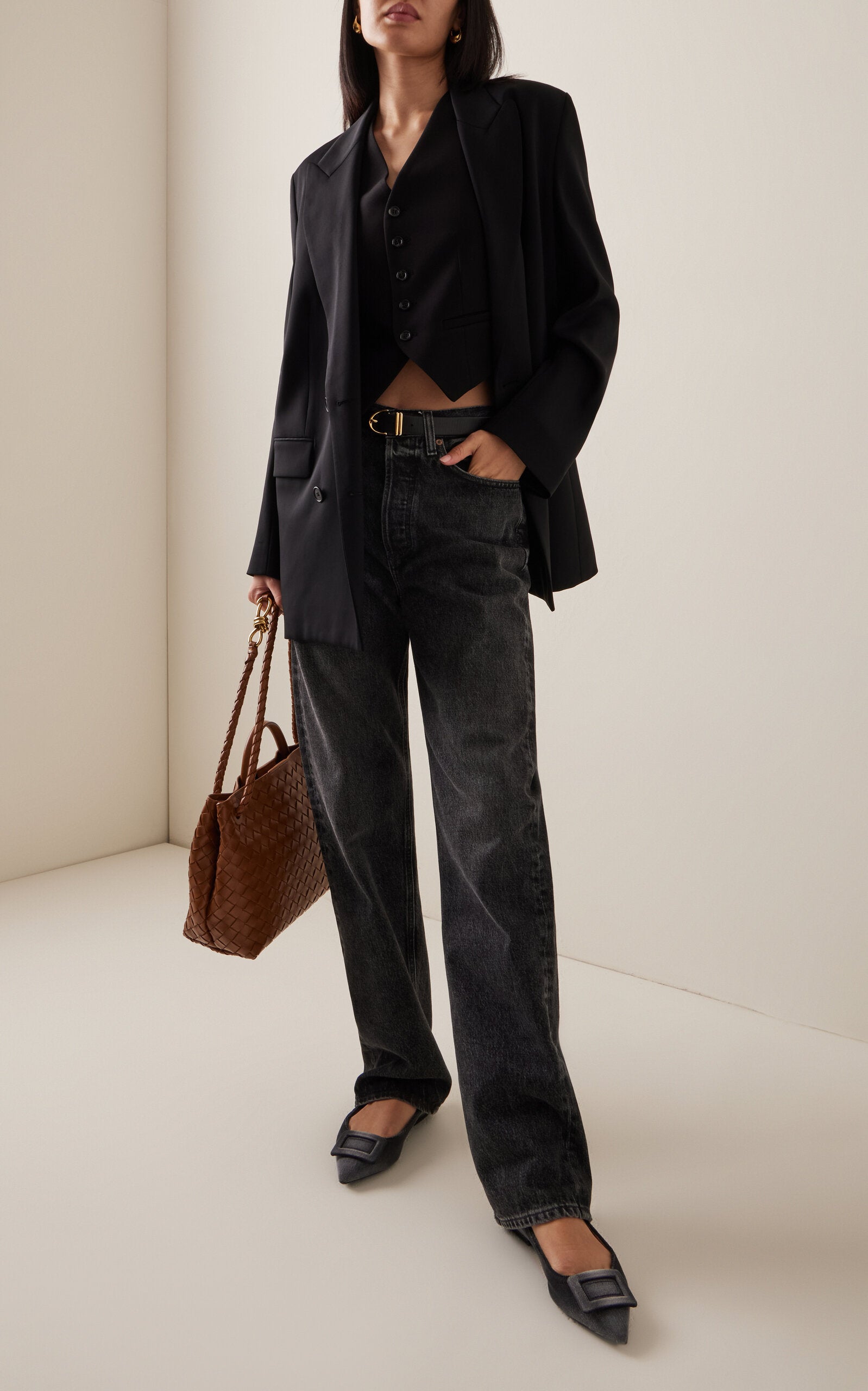 Roger Vivier Gommettine Raw Edge Denim Flats