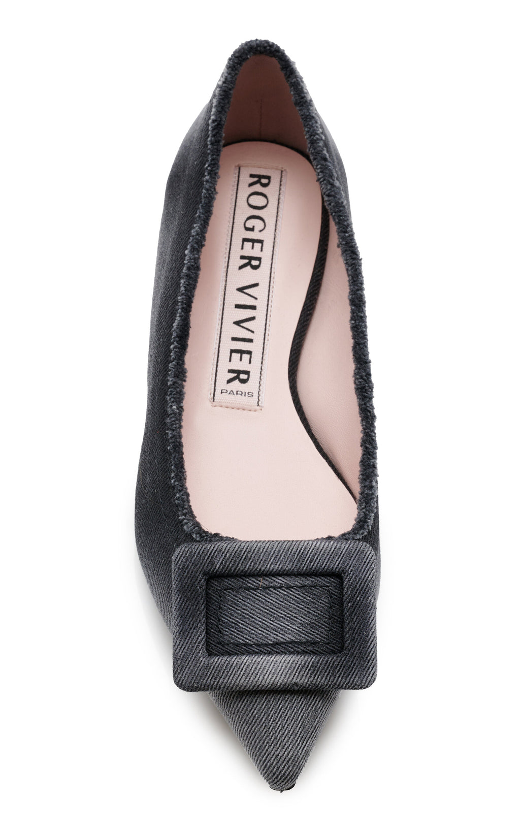Roger Vivier Gommettine Raw Edge Denim Flats