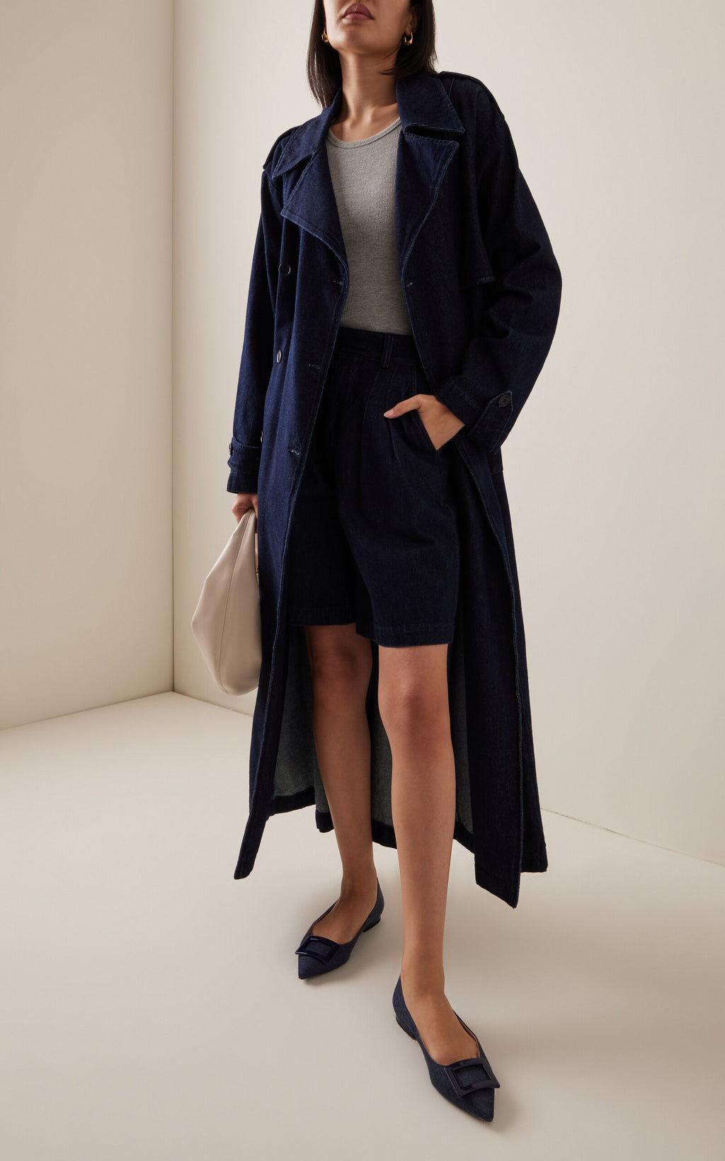 Roger Vivier Gommettine Denim Flats
