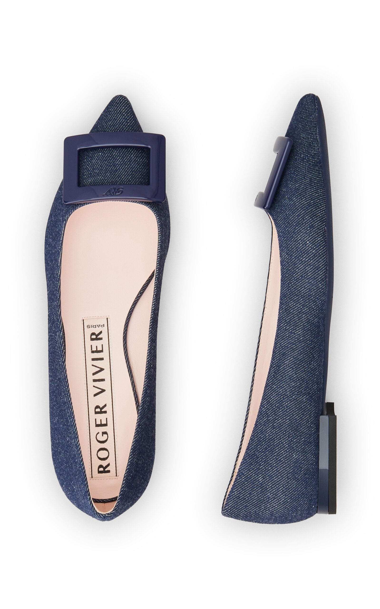 Roger Vivier Gommettine Denim Flats