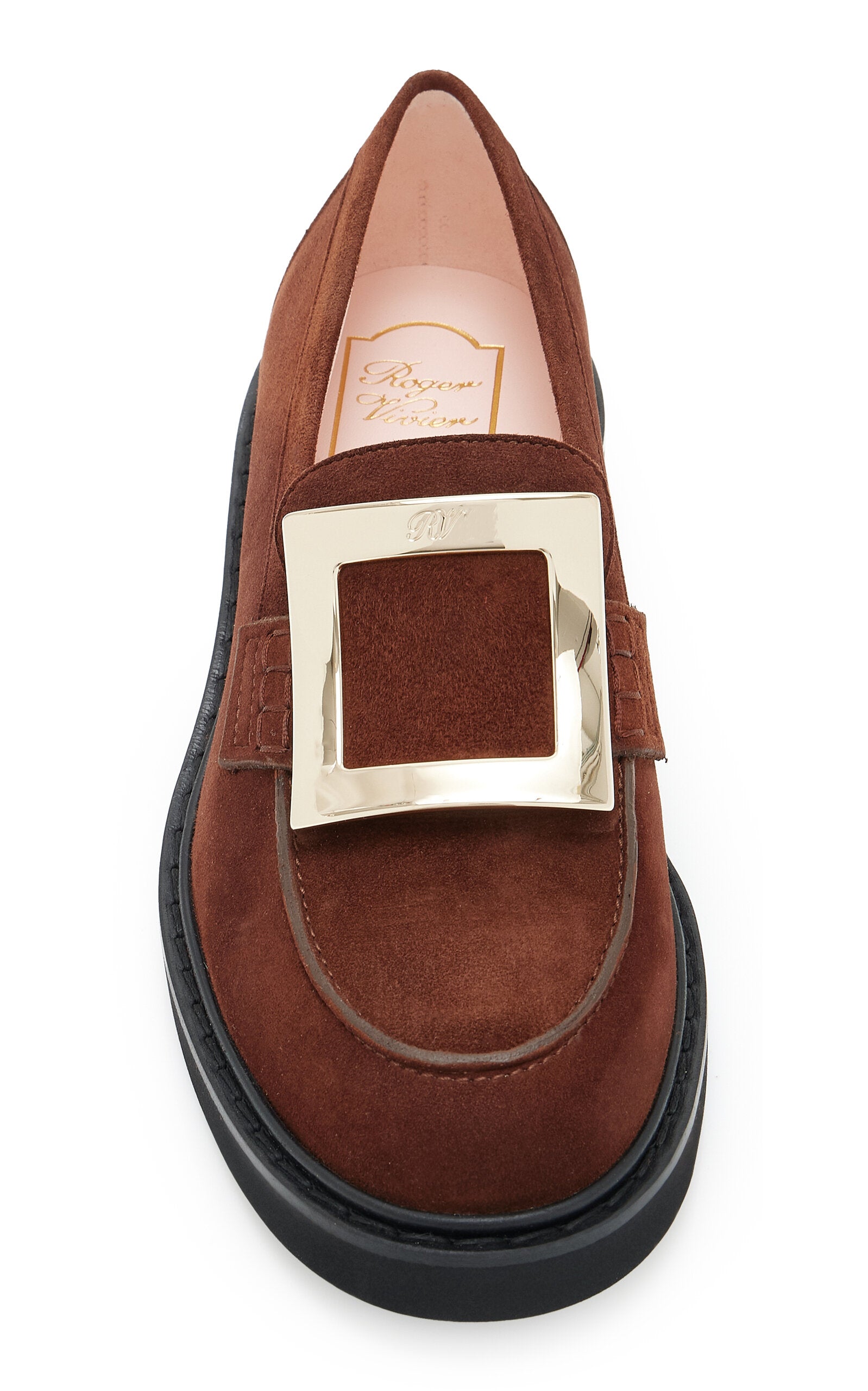 Roger Vivier Viv Rangers Buckle-Embellished Suede Loafers