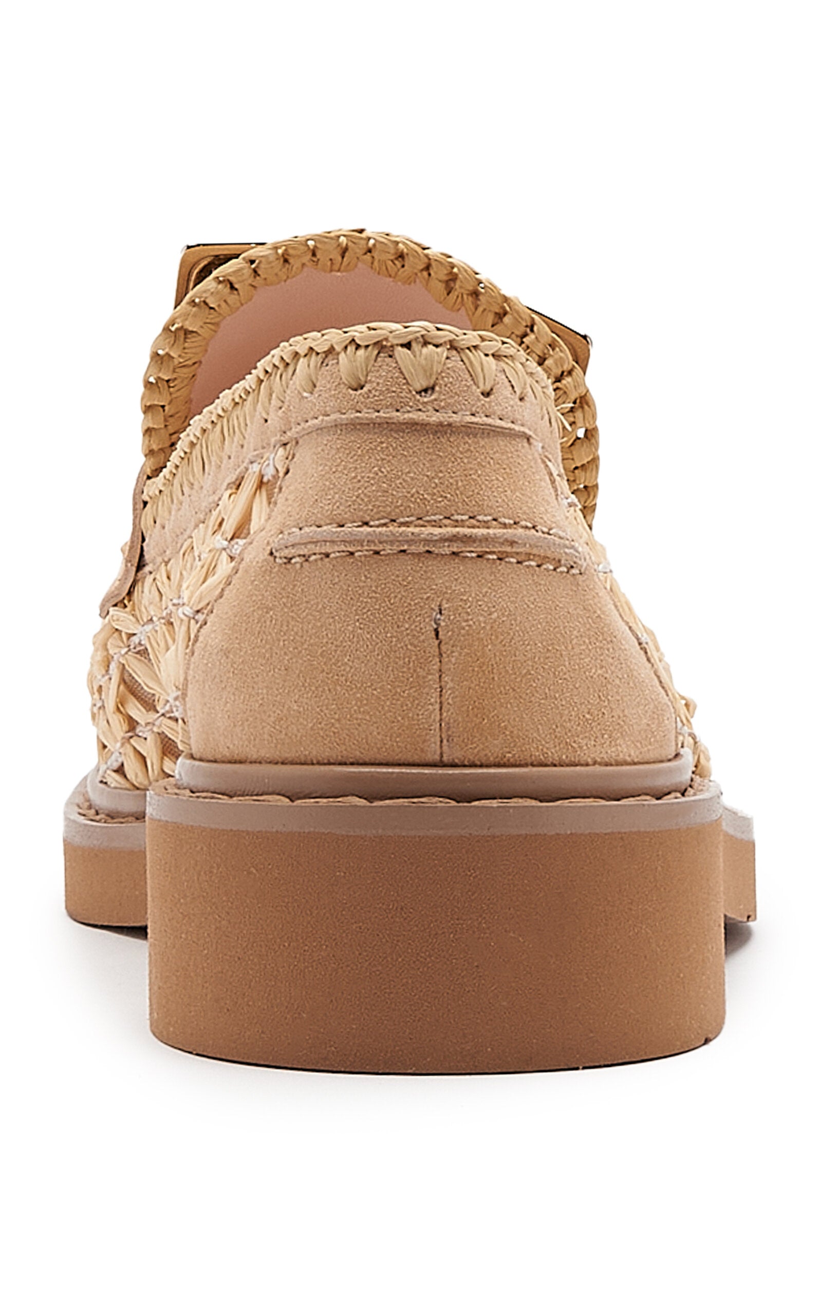 Roger Vivier Viv Rangers Leather-Trim Raffia Loafers