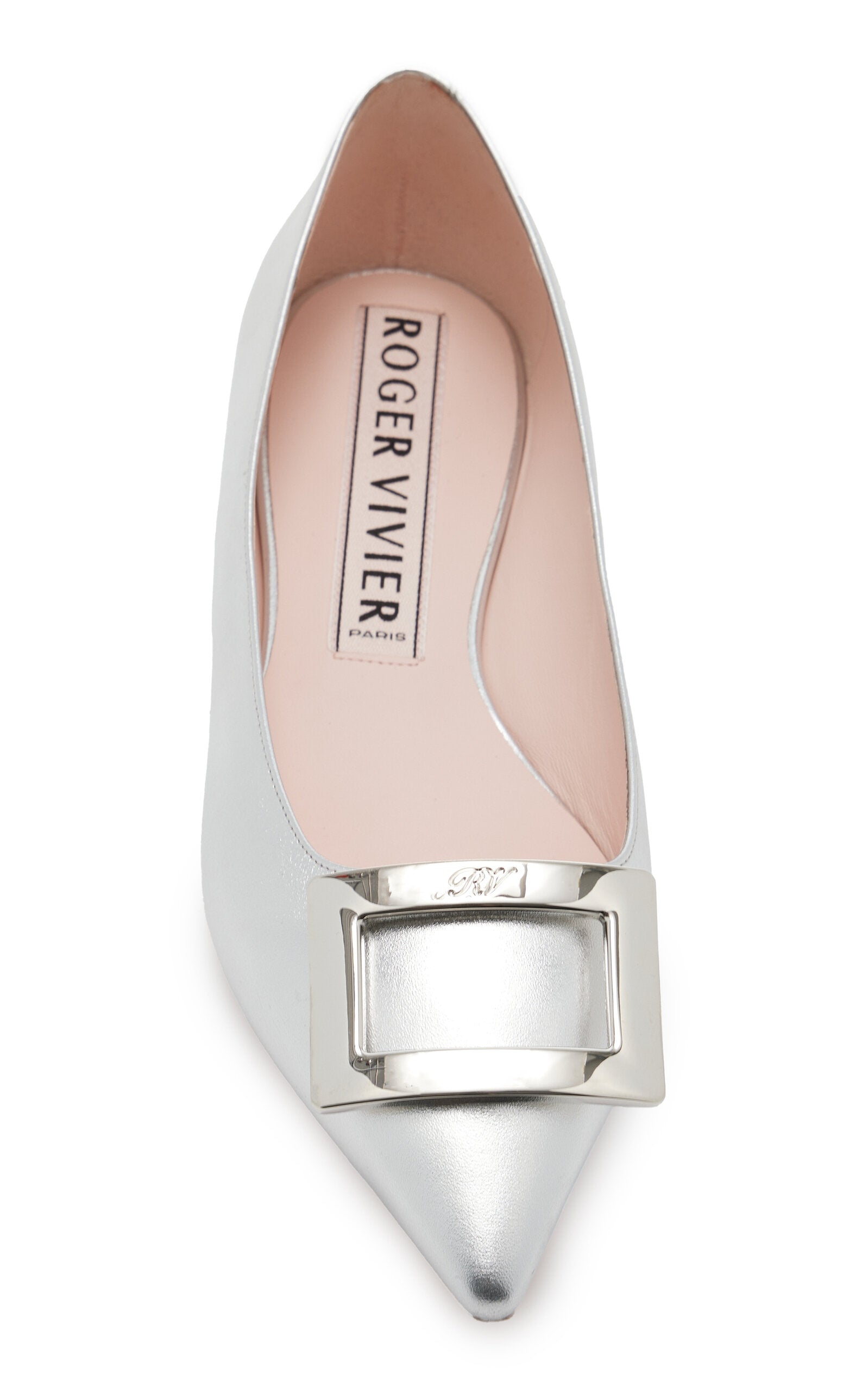 Roger Vivier Gommettine Metallic Leather Flats
