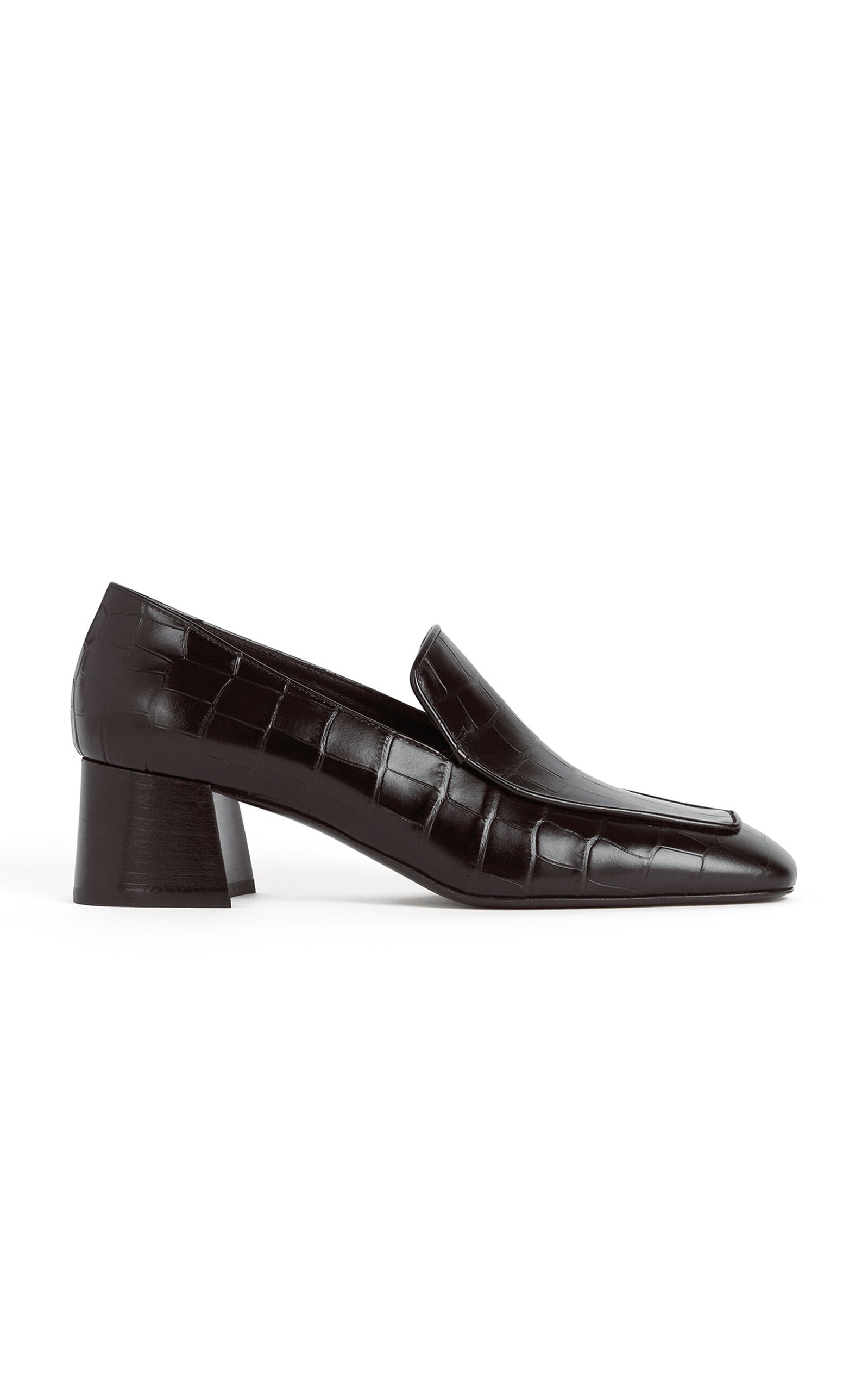 Toteme Croc-Embossed Leather Loafer Pumps