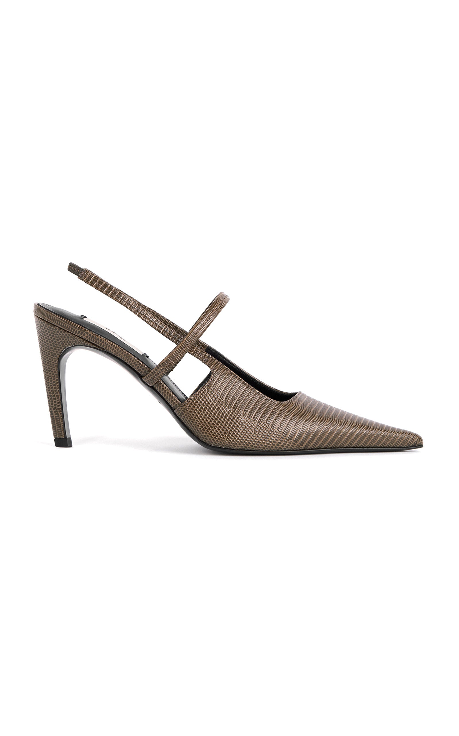Toteme Lizard-Embossed Leather Slingback Pumps