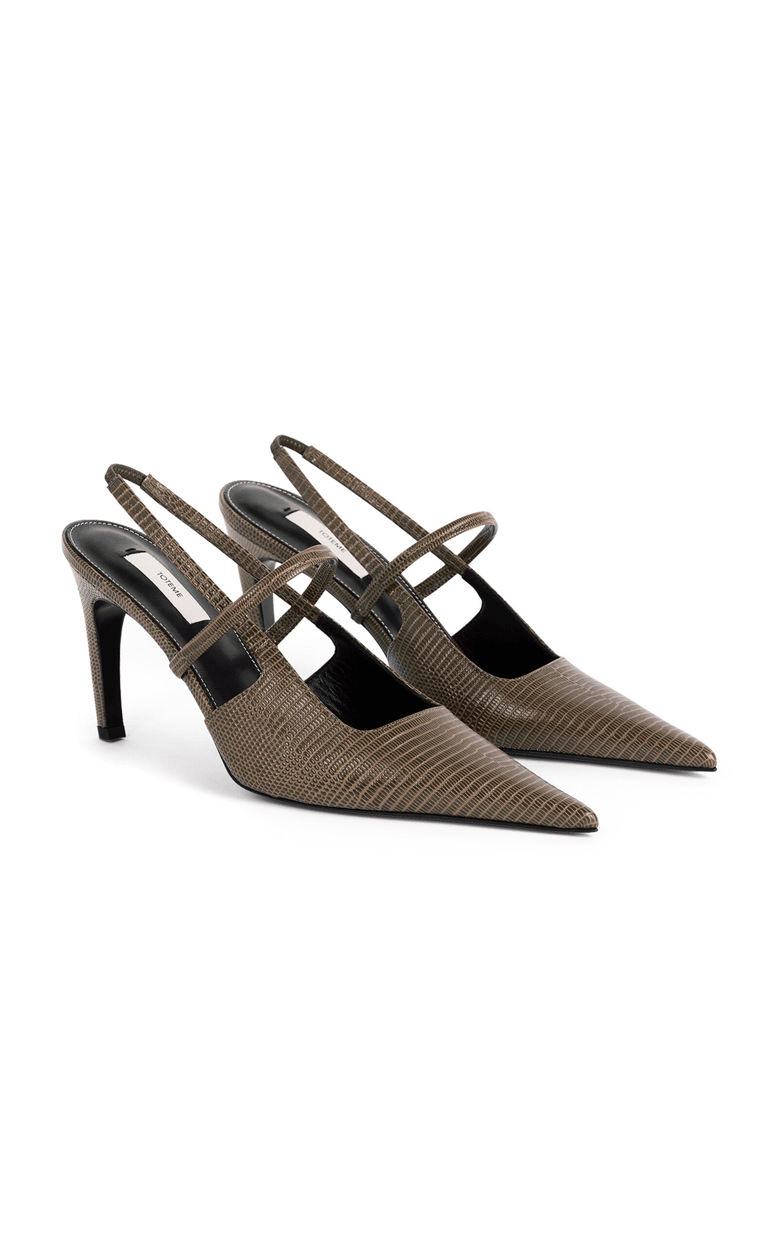 Toteme Lizard-Embossed Leather Slingback Pumps
