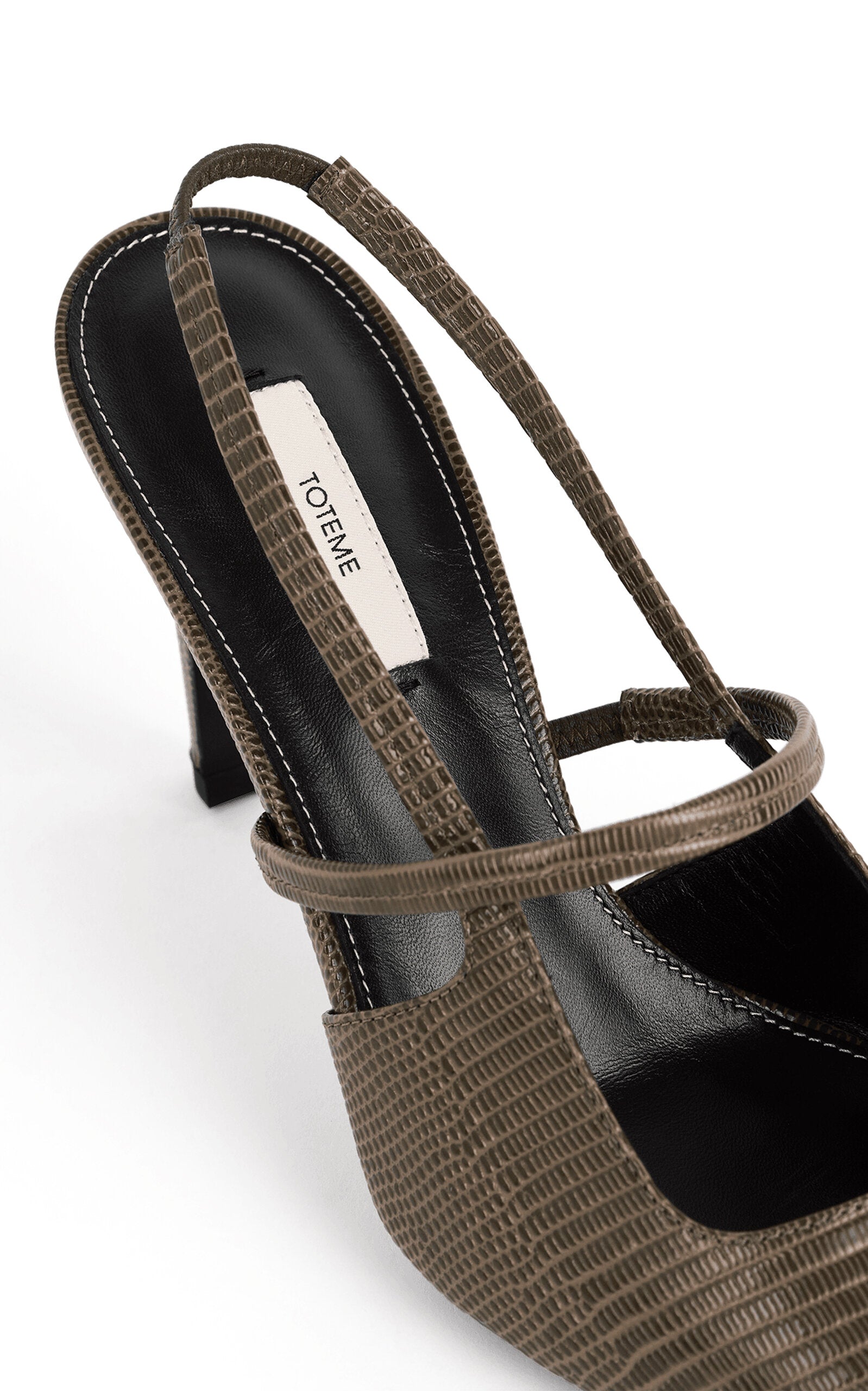 Toteme Lizard-Embossed Leather Slingback Pumps