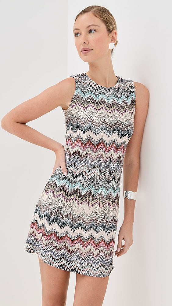 Missoni Crew Neck Mini Dress with Snake Pattern