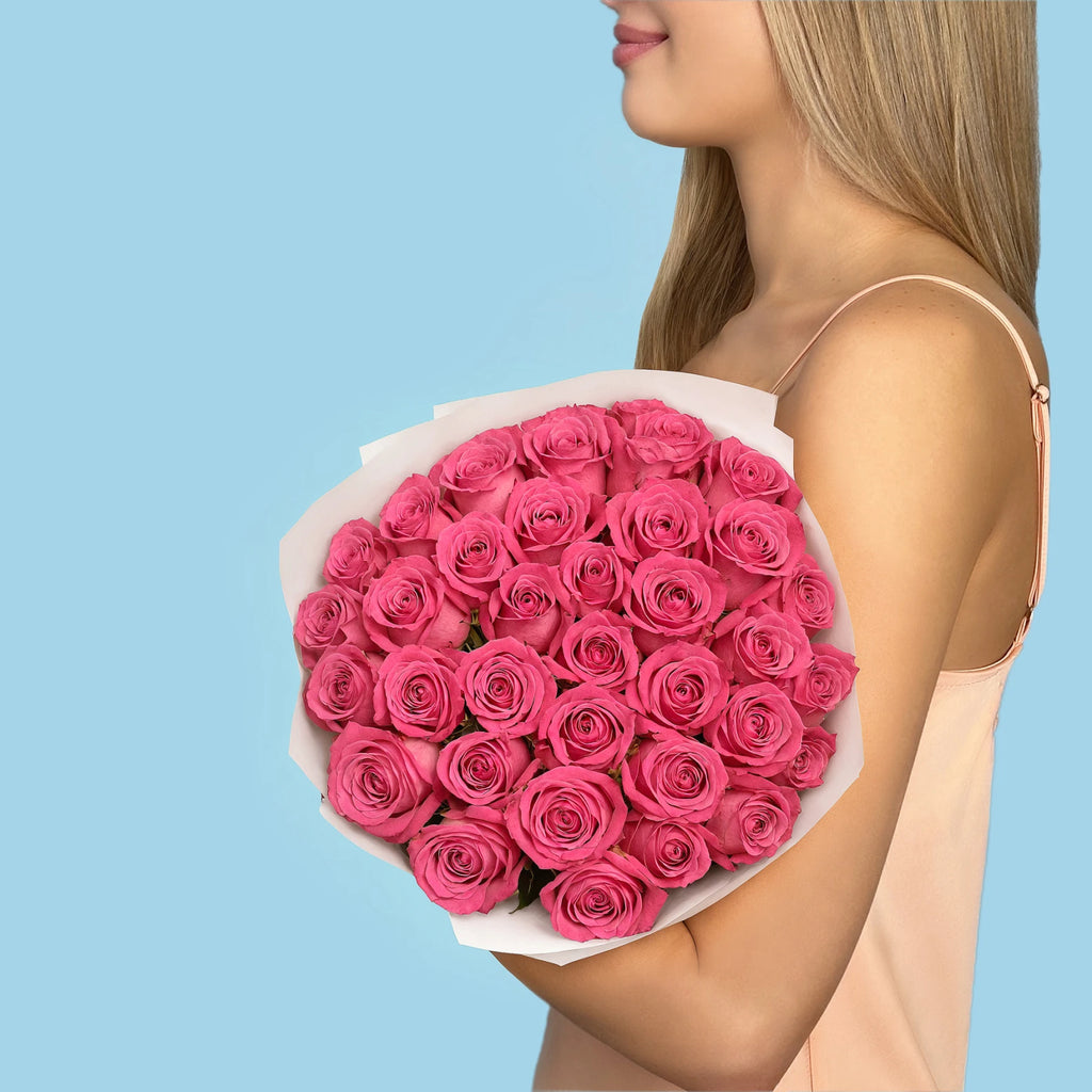Bouquet de roses roses douces/35 pièces