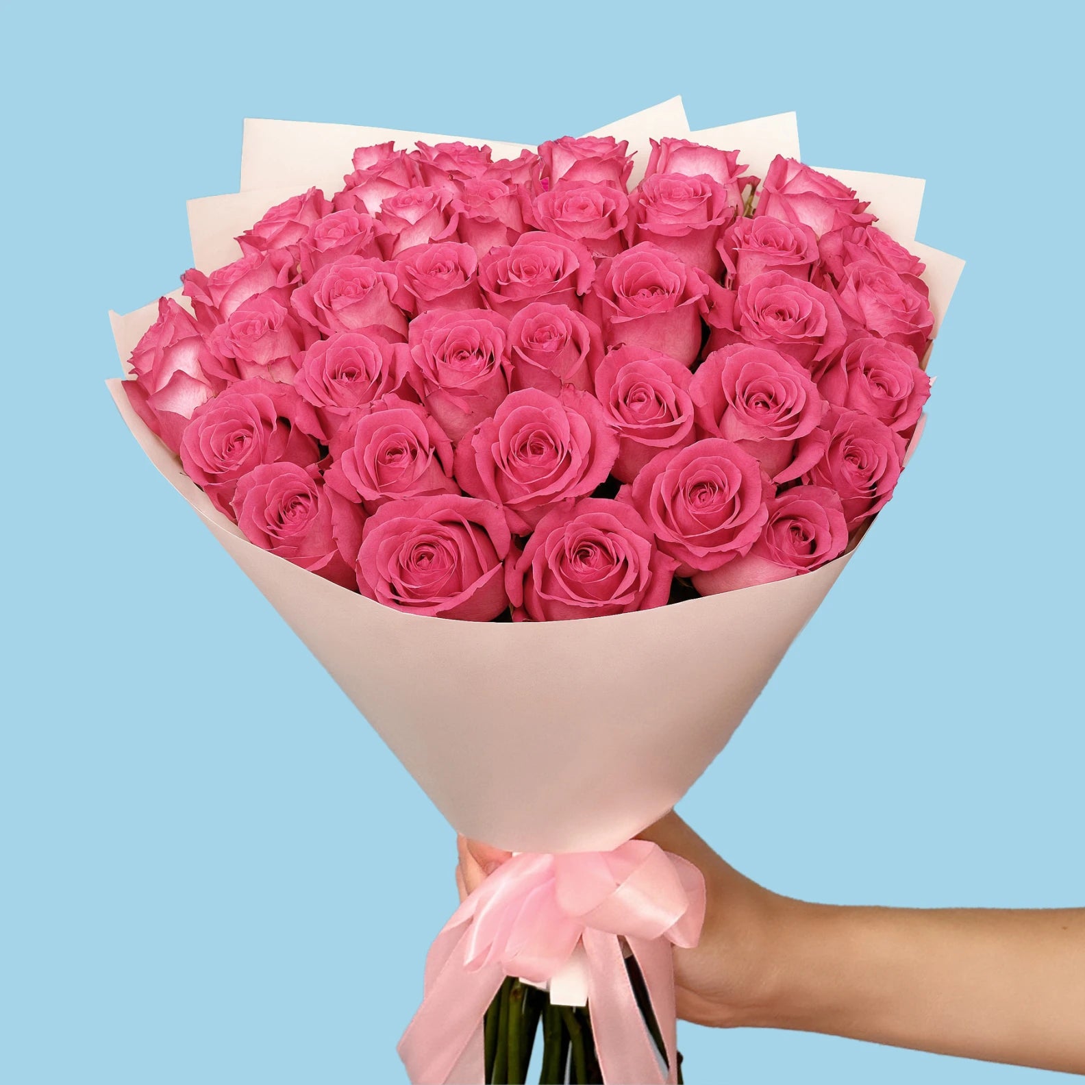 Bouquet de roses roses douces/35 pièces