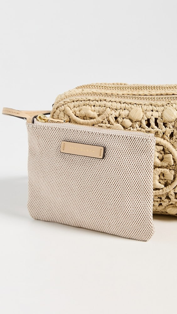 Mini sac bandoulière en raphia Tory Burch Miller T Monogram