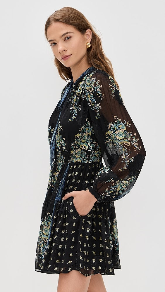 Ulla Johnson Maris Necktie Long Sleeve Mini Dress