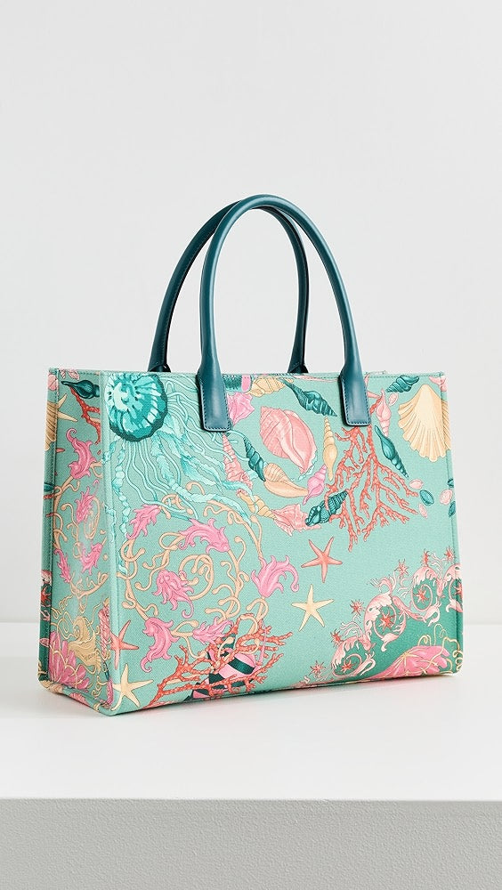 Versace Tote Fabric and Calf Leather Bag