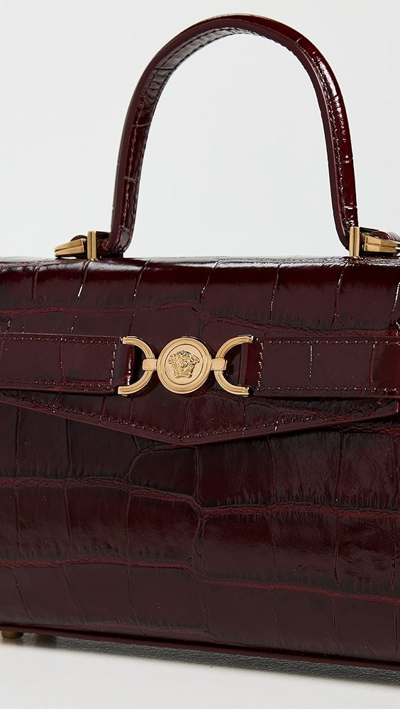 Petit sac à main Versace en cuir de veau gaufré effet croco