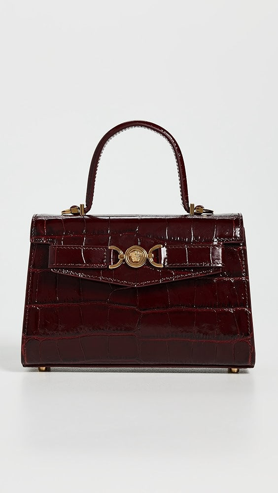 Petit sac à main Versace en cuir de veau gaufré effet croco