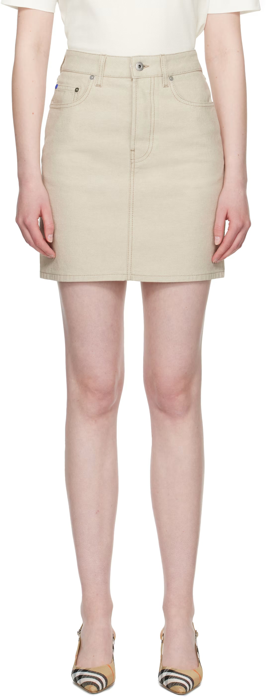 Mini-jupe en jean EKD beige Burberry