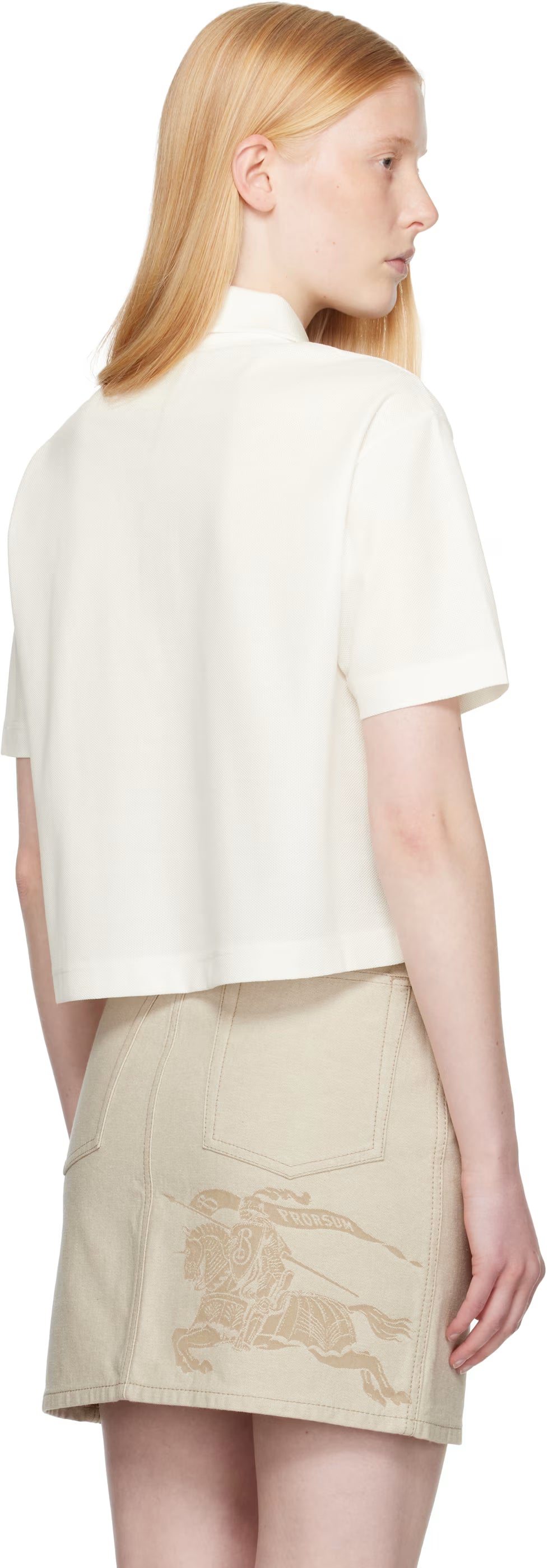 Polo court en coton blanc Burberry