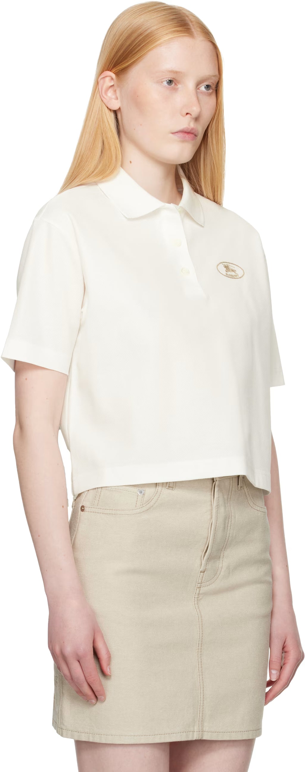 Polo court en coton blanc Burberry