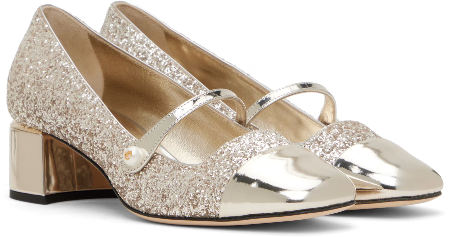 Jimmy Choo Gold Elisa 45 Heels